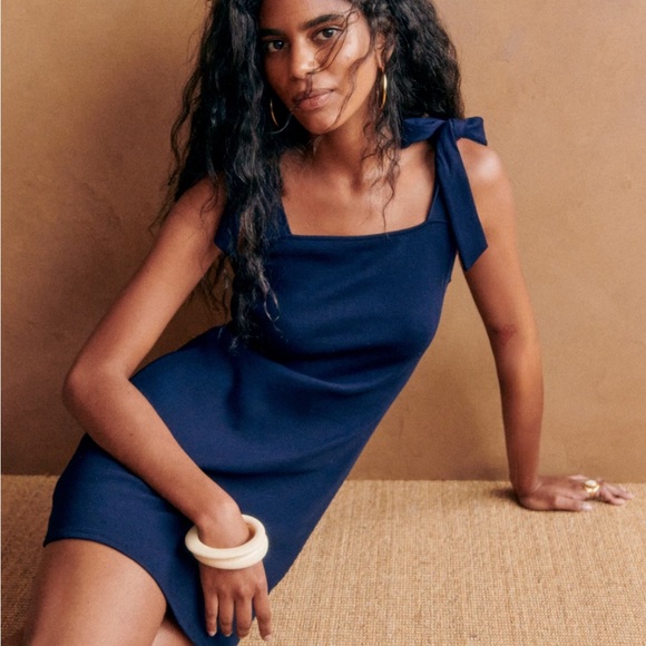 Sezane Evie dress in navy - Picture 3 of 10